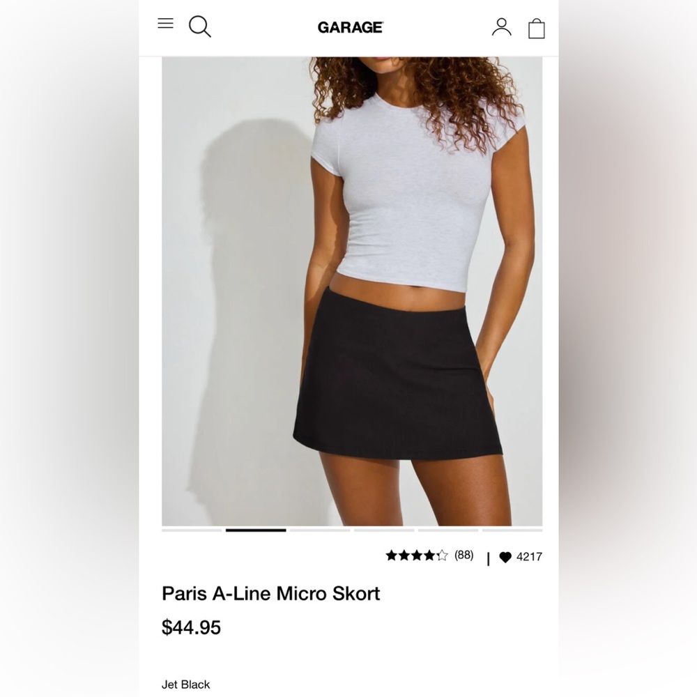 Garage Classic Black Skort